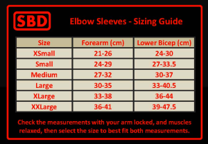sbd elbow sleeves size chart